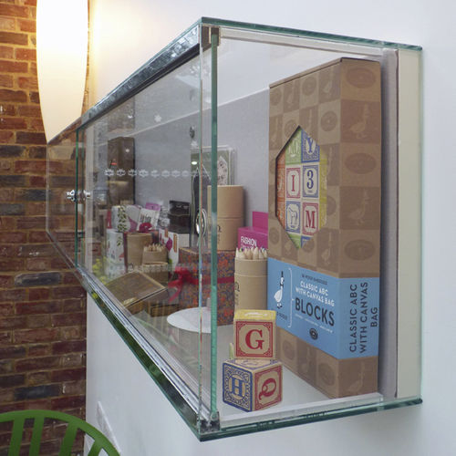 Moderne Vitrine - WFG003 - Shopkit - wandmontiert / Glas / Edelstahl