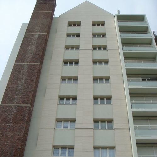 Hinterlüftete Fassade / Kalkstein - SEMI RIJO LR  - LUSOROCHAS NATURAL STONE - Folie / glatt / großformatig
