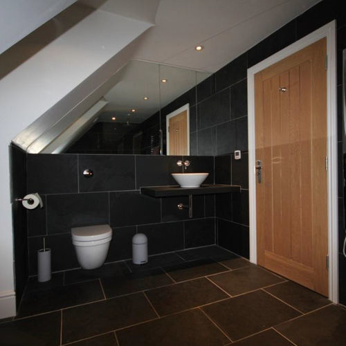 Schiefer-Fliesen - black slate cladding - LUSOROCHAS NATURAL STONE - matt / für den Innenraum / für Badezimmer