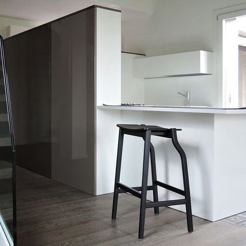 Moderner Barhocker - KALEA  - Bedont - Leder / Eiche / Buche