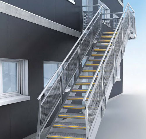 Gerade Treppe - MARHINA© - GANTOIS Industries - Metallstufen / mit Metallstruktur / für Geschäftsgebäude