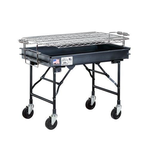 Holzkohle-Gartengrill - M-13FB - Big John Grills & Rotisseries - für professionellen Einsatz / auf Rollen / Kohlenstoffstahl