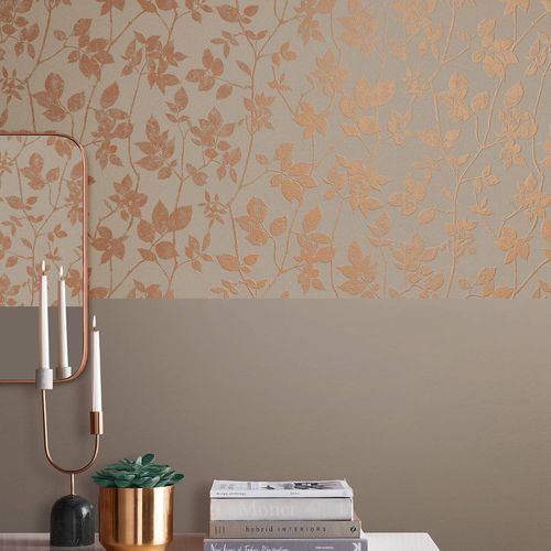 Stil-Tapete - LUNA NATURAL - Graham & Brown - Blumenmotiv / Stoffoptik / beige