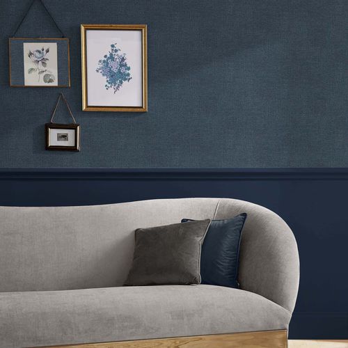 Moderne Tapete - HAPTIC NAVY - Graham & Brown - einfarbig / Stoffoptik / marineblau