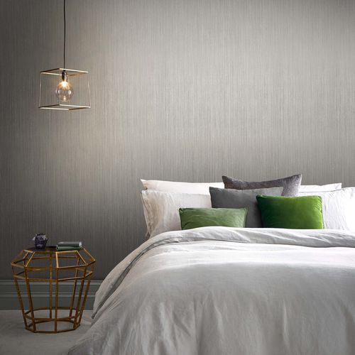 Moderne Tapete - LUSTRE SILVER - Graham & Brown - einfarbig / Stoffoptik / grau