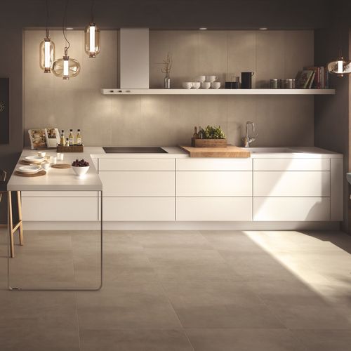 Feinsteinzeugfliesen - BETON SAND - Casalgrande Padana - poliert / Relief / für den Innenraum