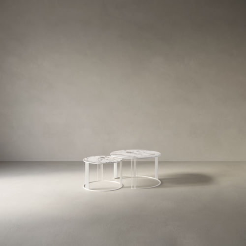 Couchtisch / minimalistisches Design - Twice series  - Casalgrande Padana - Metall / Feinsteinzeug / kreisförmig