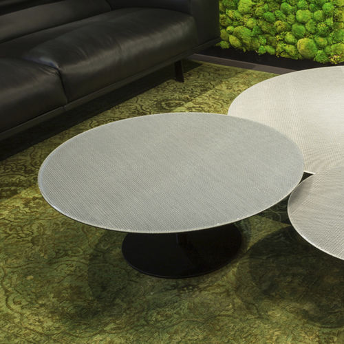 Moderner Couchtisch - EGO - TRISS - Glas / lackierter Stahl / Keramik