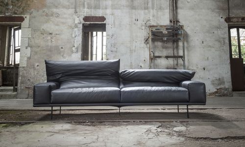 Modernes Sofa - BOLZANO - TRISS - Stoff / Leder / klappbare Rückenlehne
