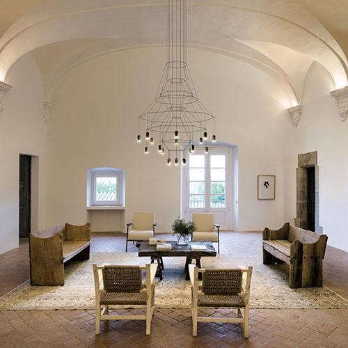 Moderner Kronleuchter - Wireflow Chandelier - VIBIA LIGHTING - Stahl / Aluminium / Wasserfall