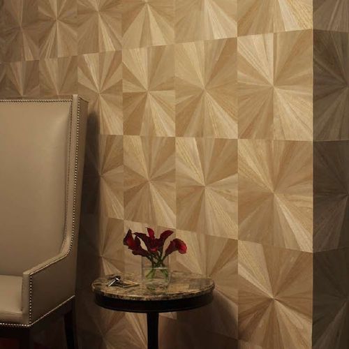 Moderne Tapete - AJIRO SUNBURST™ - Maya Romanoff - Holz / geometrisches Muster / Holzoptik