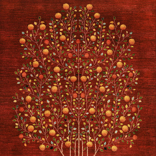 Moderner Teppich - Pomegranate Tree of Life  - ZOLLANVARI AG - Blumenmotiv / Wolle / rechteckig
