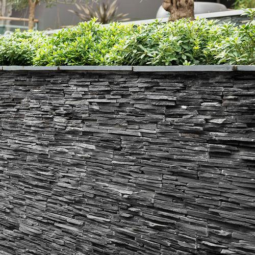 Naturstein-Verblendplatte - JET DARK THIN SET - CUPA STONE - für den Innenraum / für Außenbereich / texturiert