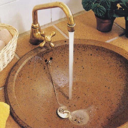 Einbauwaschbecken - OLIMPO NATURAL - TERRAKLINKER - GRES DE BREDA - Keramik / rund / 2-Loch