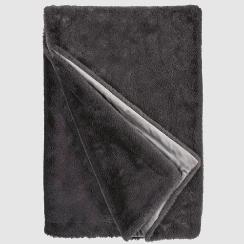 Kunstfell-Plaid - C - GUANACO GRAPHIT 912 - TISCA ITALIA - aus Vinylgewebe