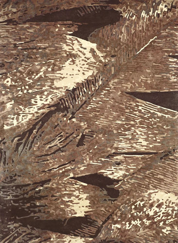 Moderner Teppich - H-TAUPE FEATHERS - TISCA ITALIA - Blumenmotive / Wolle / Viskose
