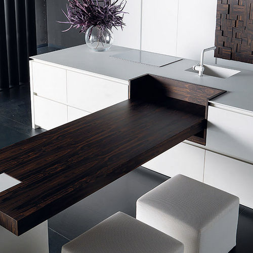 Moderne Küche - WIND ETA BLANC - TONCELLI - Holz / Beton / Kochinsel