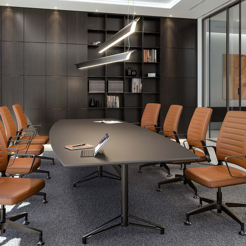 Moderner Besprechungstisch - FASCINO-2 - Interstuhl Büromöbel GmbH & Co. KG - Holzfurnier / Glas / Gestell aus Metall