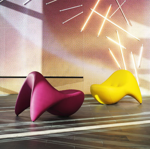 Kaminsessel / organisches Design - Colani  - Kusch & Co - Stoff / grau / blau