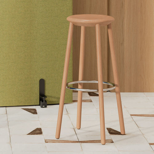 Moderner Barhocker - Creva  - Kusch & Co - Stoff / Buche / gebeiztes Holz