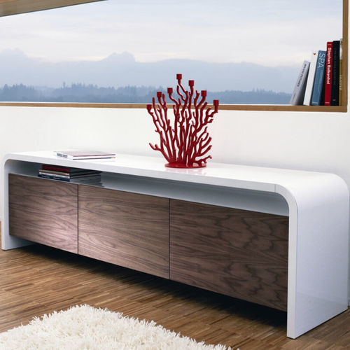 Modernes Sideboard - L 14-2 | L 14-3 - Müller - polierter Edelstahl / Holzfurnier / amerikanischer Nussbaum