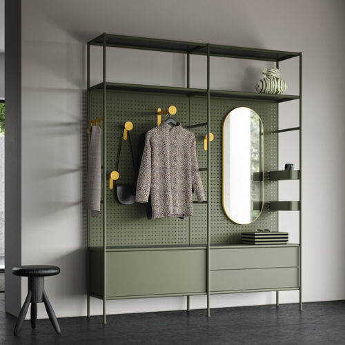 Moderner Kleiderschrank - MATCH - Müller - Metall / Glas / mit Schwingtür