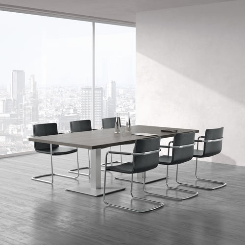 Moderner Besprechungstisch - SONO - Renz - Holzfurnier / Laminat / Gestell aus anodisiertem Aluminium