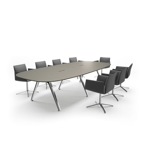 Moderner Besprechungstisch - CONVO - Renz - Holzfurnier / Gestell aus Aluminium / rechteckig