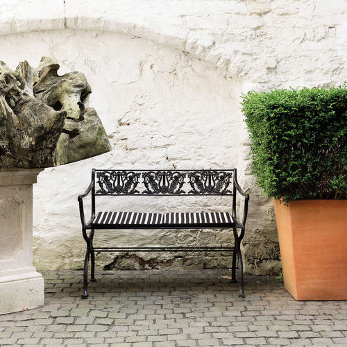 Klassische Gartenbank - D60-2 - Tecta - Metall / Leder / Stoff