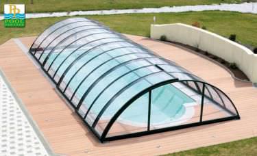 Halbhohe Schwimmbadüberdachung - CLASSIC - luxe-pools - teleskopisch / Edelstahl / mit manueller Bedienung