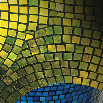 Glasmosaikfliese - AUREO ACID GREEN - Trend - metallisiert / für den Innenraum / Wand