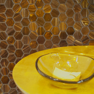 Glasmosaikfliese - HEXAGONAL 282 - Trend - Relief / für den Innenraum / bodenstehend