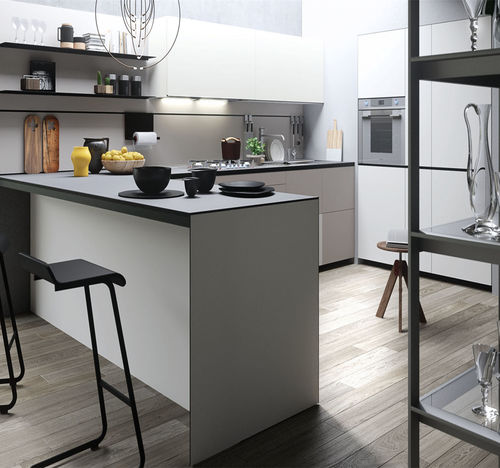 Moderne Küche - Forma Mentis - VALCUCINE - lackiertes Holz / melaminbeschichtet / Kochinsel