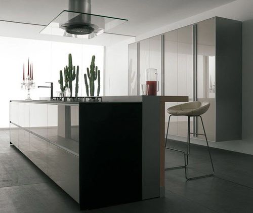 Moderne Küche - Artematica Vitrum - VALCUCINE - Glas / Kochinsel / ohne Griff
