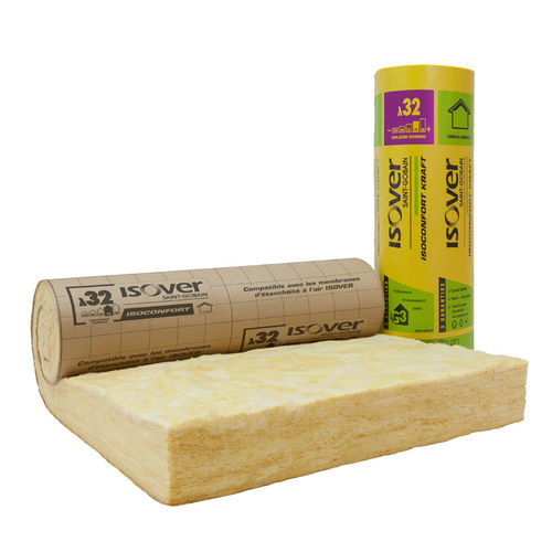 Thermo-akustische Isolierung - Isoconfort 32 revêtu kraft - ISOVER SAINT-GOBAIN - Glaswolle / Rollen / Innenbereich