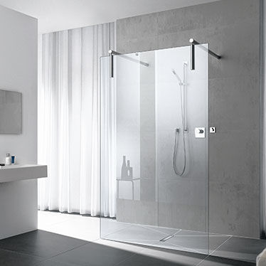 Festinstallierte Duschwand - XS - KERMI - für Eckeinbau / für Nischen / Hartglas