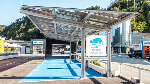 Aluminium-Carport - SONNENPORT - Sonnenkraft Gmbh - galvanisiertem Stahl / Glas / für Gewerbegebrauch