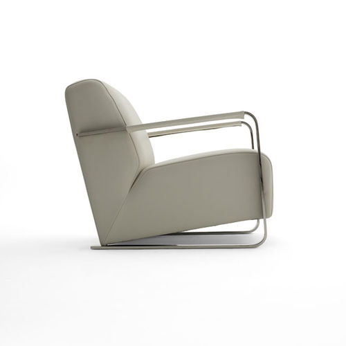 Moderner Sessel - ELLE - Alberta - Leder / beige / mit Kufengestell