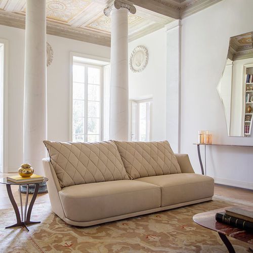 Modernes Sofa - GRACE - Alberta - Stoff / Leder / beige