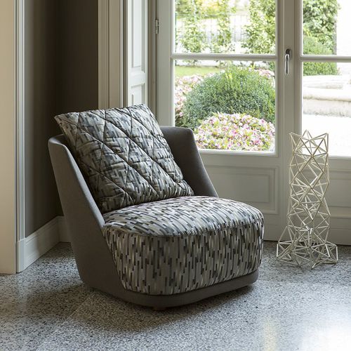 Moderner Kaminsessel - GRACE - Alberta - Leder / Stoff / grau