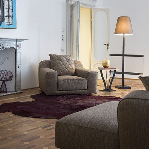 Moderner Sessel - GARY - Alberta - Leder / Stoff / grau