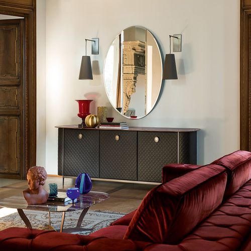 Modernes Sideboard - PENELOPE - Alberta - Metall / Leder / Marmor