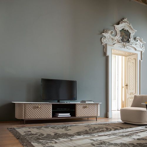 Fernsehmöbel / Art Deco-Stil - PENELOPE - Alberta - lowboard / Holz / Leder