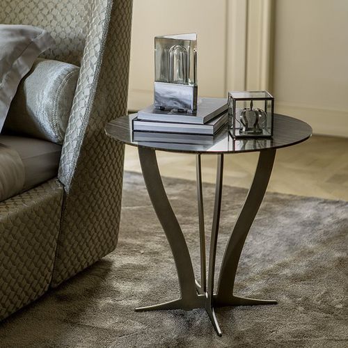 Moderner Beistelltisch - RICHARD - Alberta - Marmor / Stoff / Gestell aus Metall