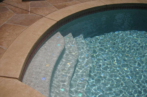 Gerade Treppe - Aquarama Aquatech - Steinstufen / mit Betonstruktur / für Außenbereich