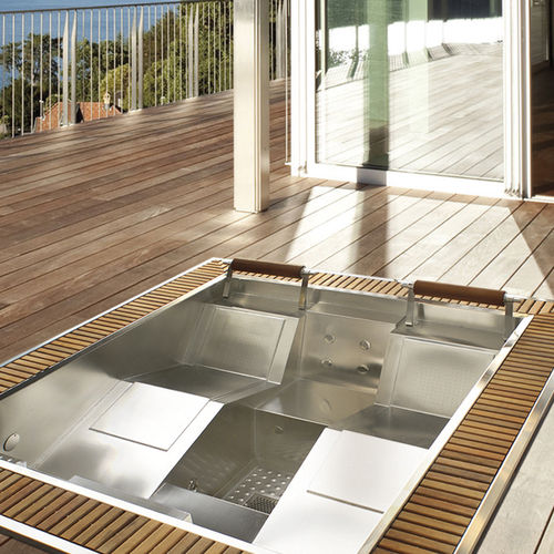 Einbau-Whirlpool - LINEON - Aquavia Spa - rechteckig / Viersitzer / Edelstahl