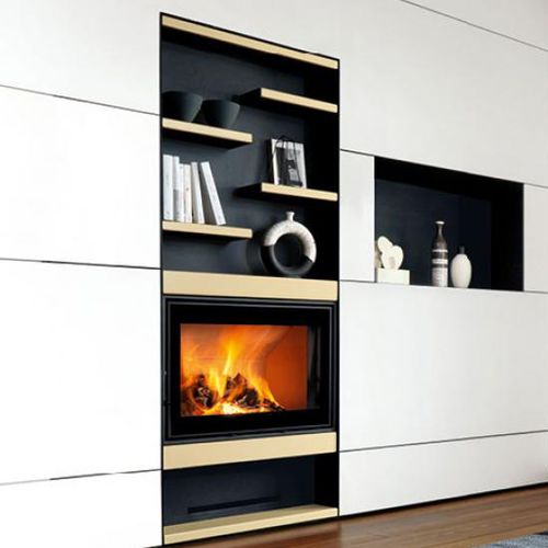 Moderne Kaminverkleidung - PRESTON - Piazzetta - Stahl / Steingut / weiß