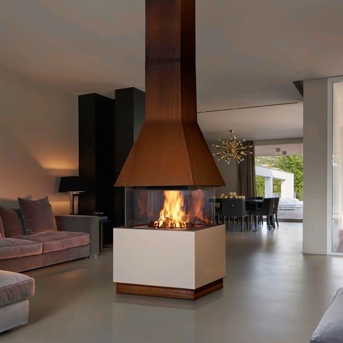 Holzkamin - KELSO - Piazzetta - Einbau / Insel / mit 4 Sichtseiten