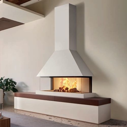 Holzkamin - RIGA - Piazzetta - wandmontiert / für Wandmontage / ohne Abzug