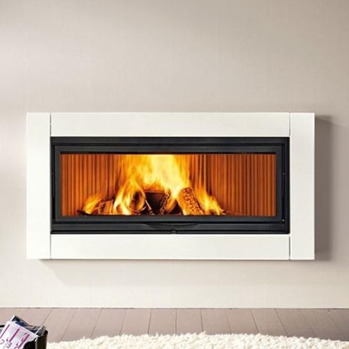 Moderne Kaminverkleidung - EASY - Piazzetta - Steingut / doppelseitig / weiß